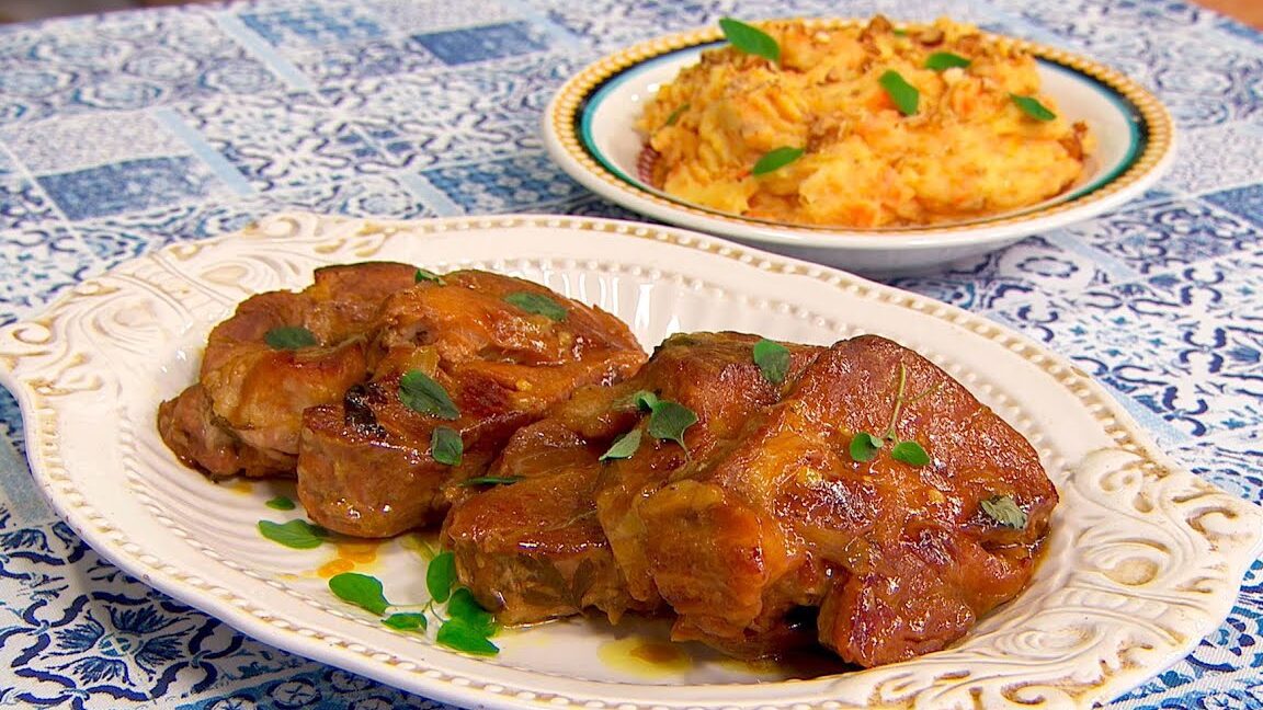 bondiola dorada y jugosa con mostaza y miel