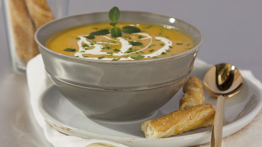 calabaza y jengibre en una deliciosa sopa