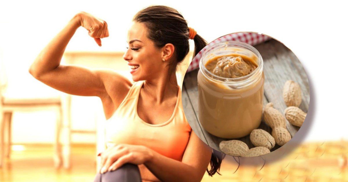 persona haciendo ejercicio con crema de cacahuate