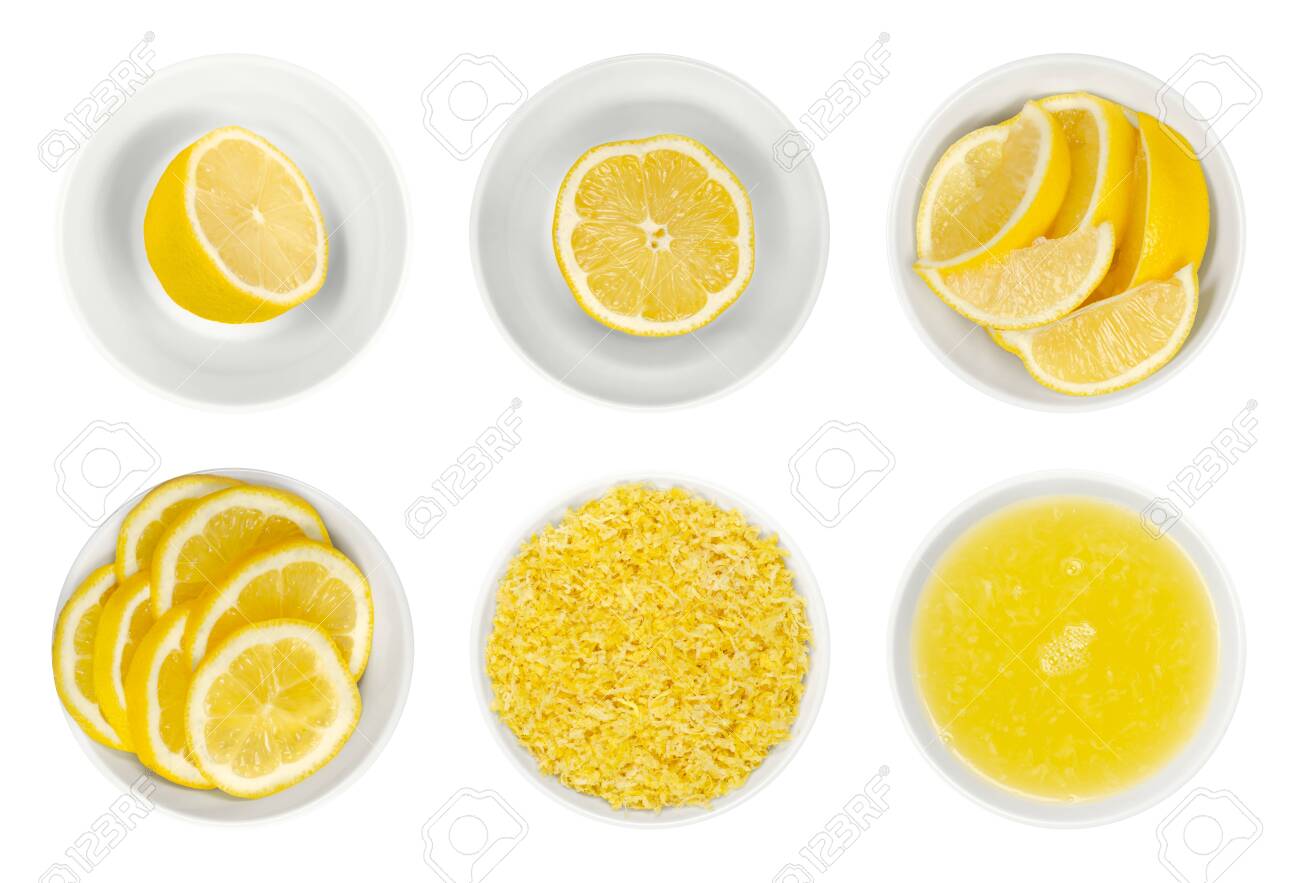 rodajas de limon fresco y ralladura