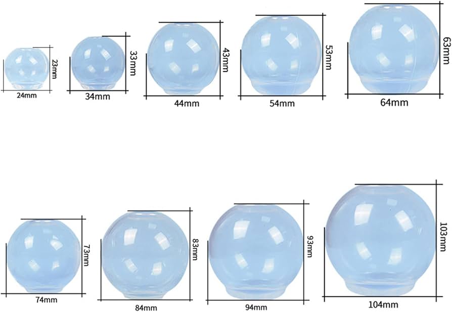 silicona transparente en diferentes formas y tamanos