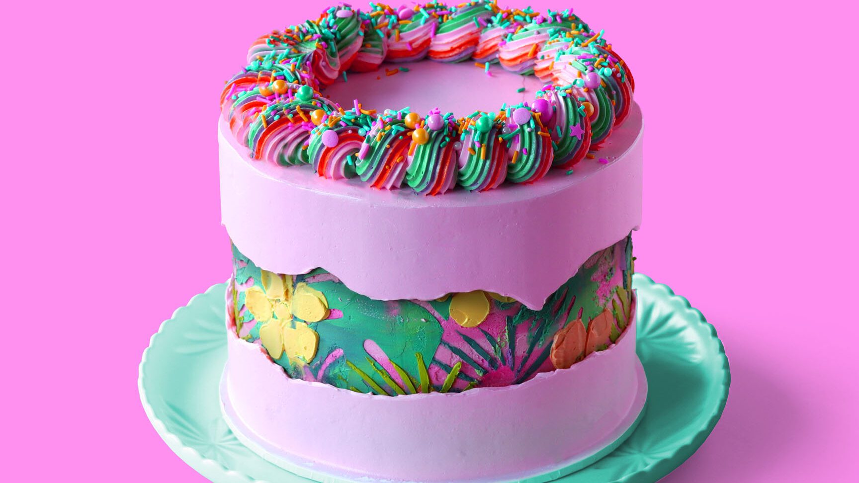 torta numero 3 decorada con glaseado colorido