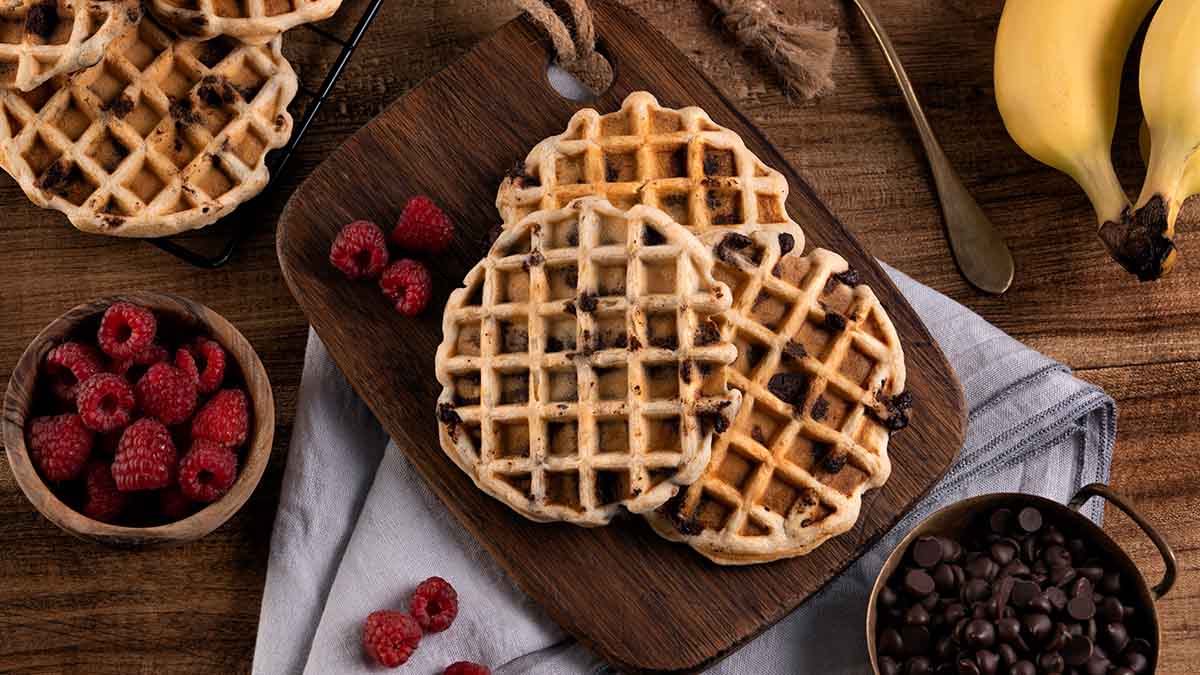 waffles en envase hermetico en refrigerador